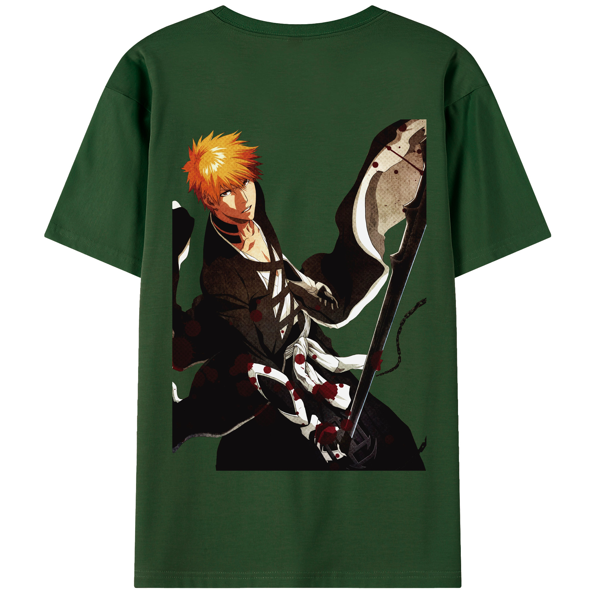 （画像用） ブリーチ 黒崎一護（くろさき いちご）BLEACH Kurosaki Ichigo 綿100％半袖Tシャツ（背面プリント）